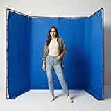 13.12ft x 7.9ft Portable Screen Collapsible Backdrop Stand with Curtain, 4 Panel Large Adjustable Photography Background Support System for Streaming Photo Shooting, Blue Cloth