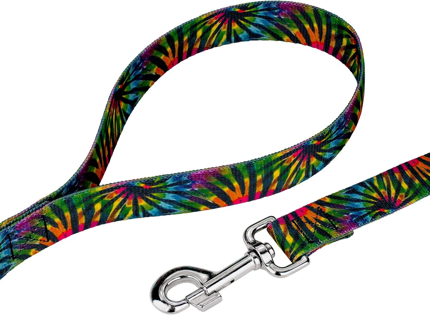 Country Brook Petz - Tie Dye Stripes Premium Dog Collar and Leash Set - Groovy Collection Featuring Far Out Designs (1 Inch, Large)