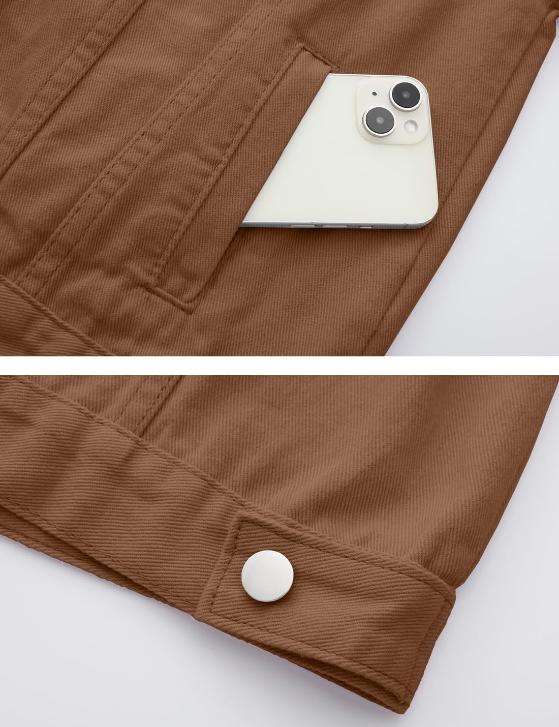 Locachy Womens 3/4 Sleeve Short Denim Jacket Lapel Button Down Cropped Trucker Jean Jackets Coats - Image 5