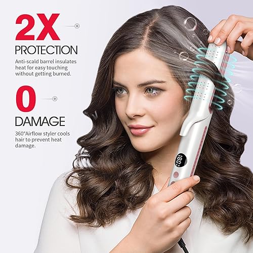 Miniatura 2 de Airflow - Plancha y rizadora de pelo 2 en 1, plancha plana de titanio con rejillas de refrigeración de 360° para bloqueo de estilo, doble voltaje