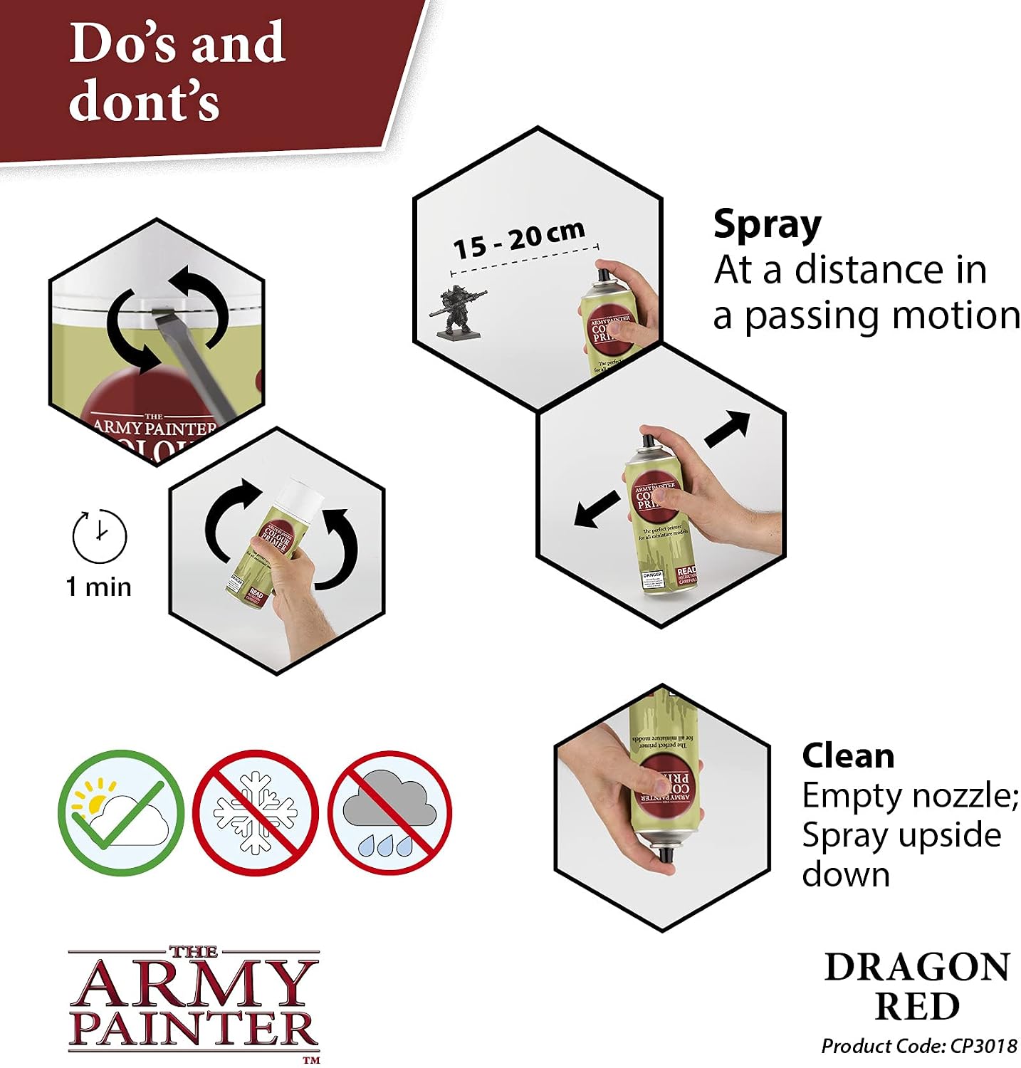 The Army Painter Color Primer Spray Paint, Dragon Red, 400ml, 13.5oz - Acrylic Spray Undercoat for Miniature Painting - Spray Primer for Plastic Miniatures