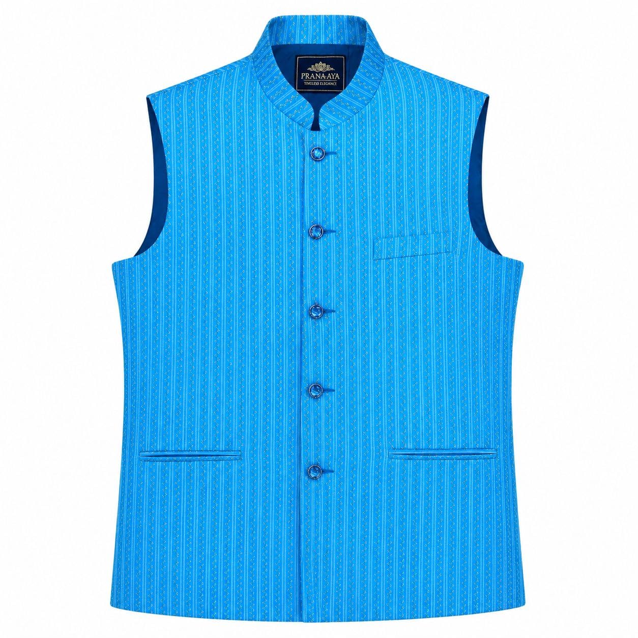 Men's Poly Jacquard Nehru Jacket | Mandarin Collar | Ethnic Waistcoat for Wedding, Festive & Parties-picture-23