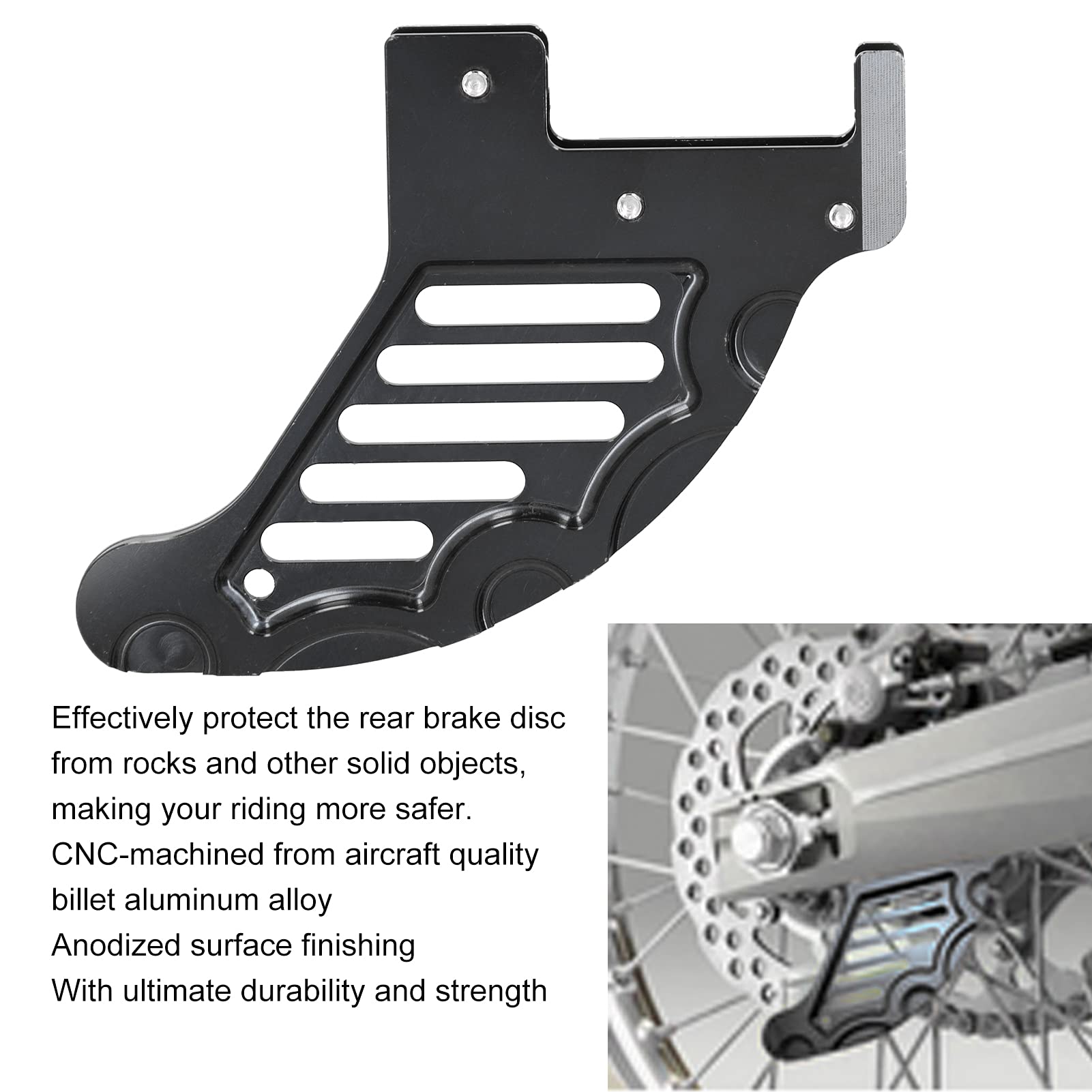 OUKENS Protezione disco freno posteriore, protezione disco freno CNC, protezione disco pinza freno posteriore moto sostitutiva per Husqvarna 125-501 TE/FE/FC/TC 2014-2017(Nero)