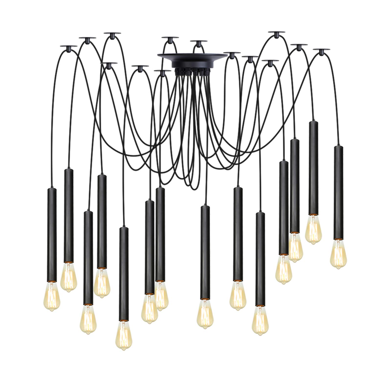 Plafonnier réglable en métal noir 12 lumières style industriel DIY