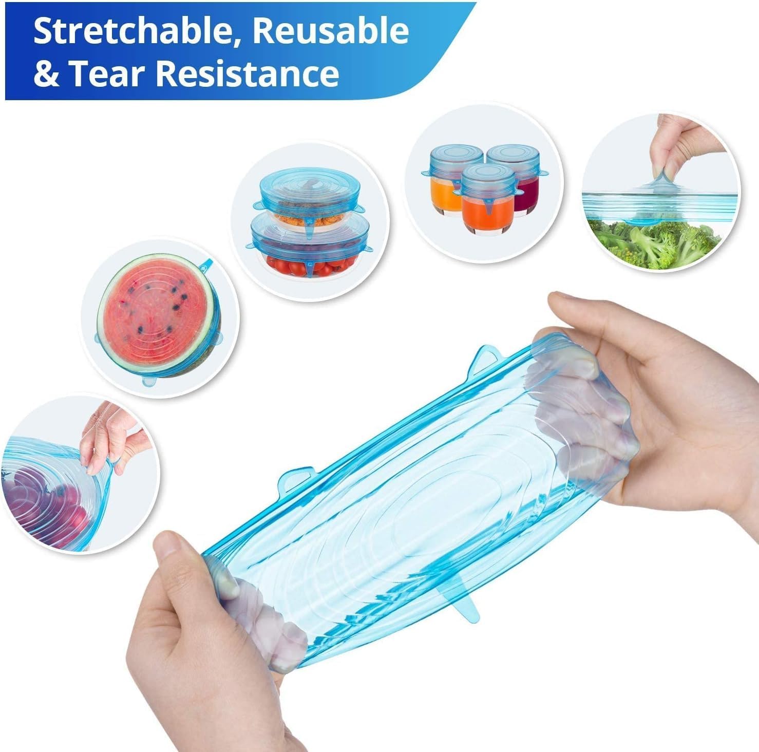 Silicone Stretch Lids, 12PCS Zero Waste Reusable Container Covers image 3