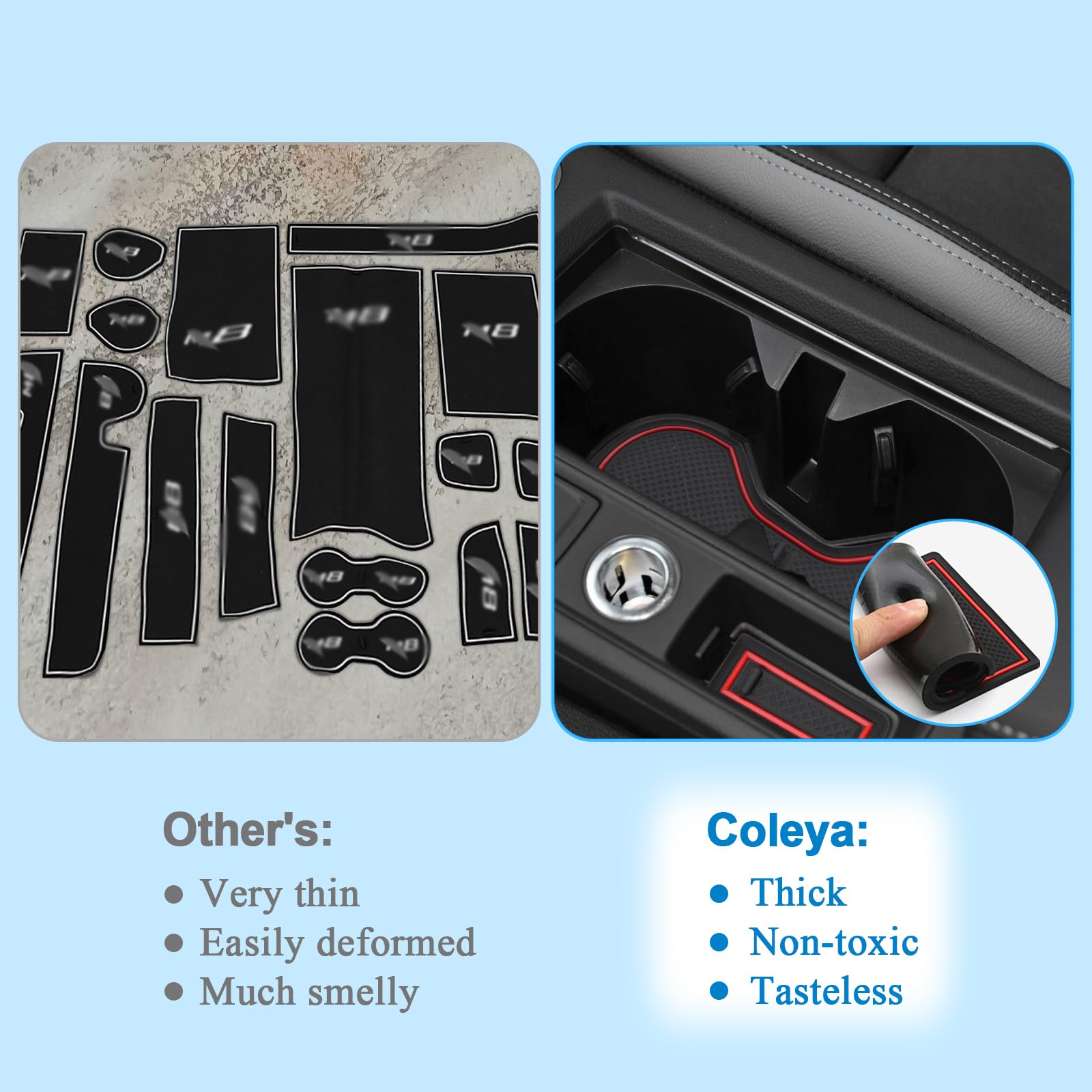 Tapis Anti-Dérapants Coleya Pour Audi Q3 F3 2019-2024 - Caoutchouc Console, Accoudoir, Porte-Gobelet (Blanc)