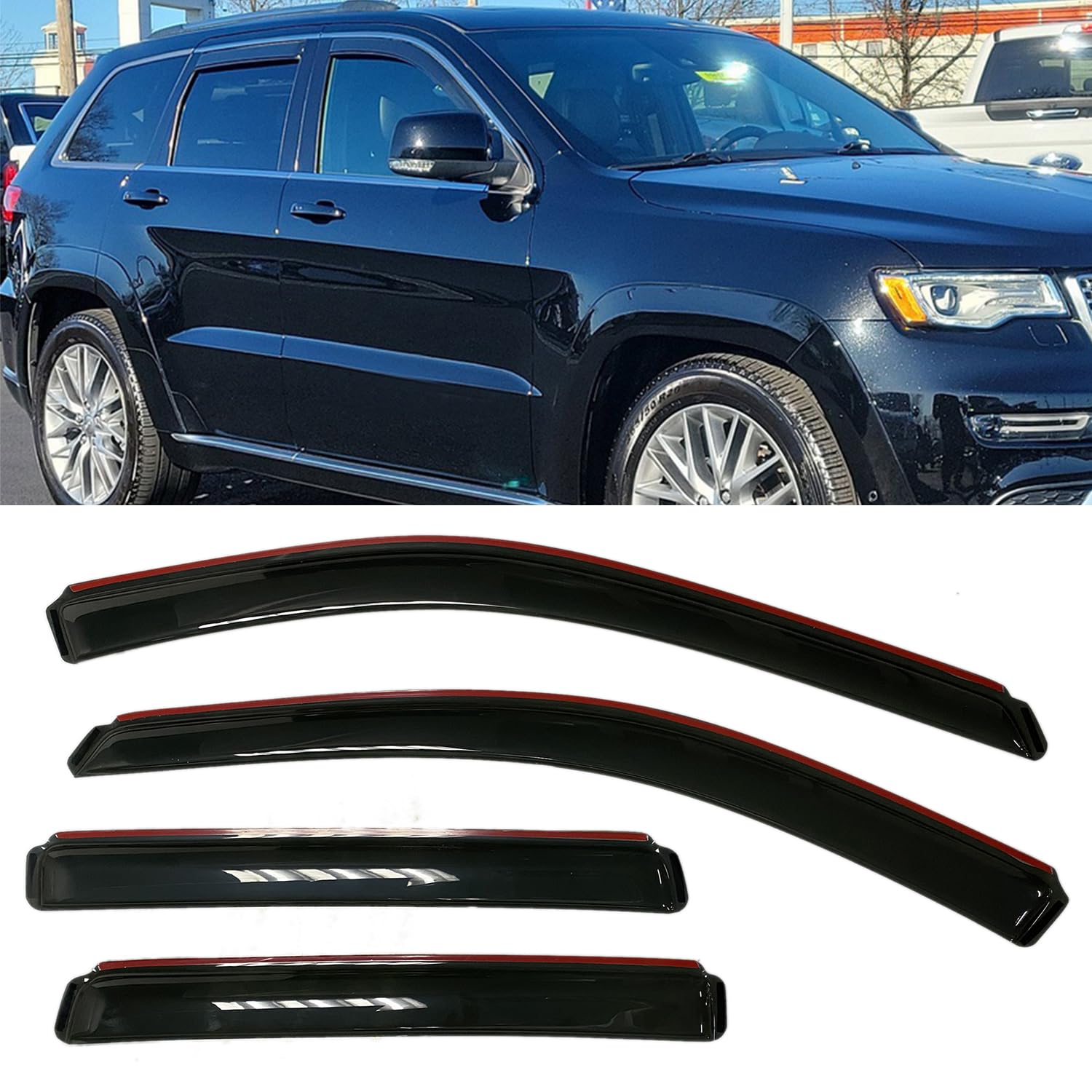 in-Channel Style Smoke Window Sun Rain Visors Vent Guard Shade Compatible with Jeep Grand Cherokee 2011-2021