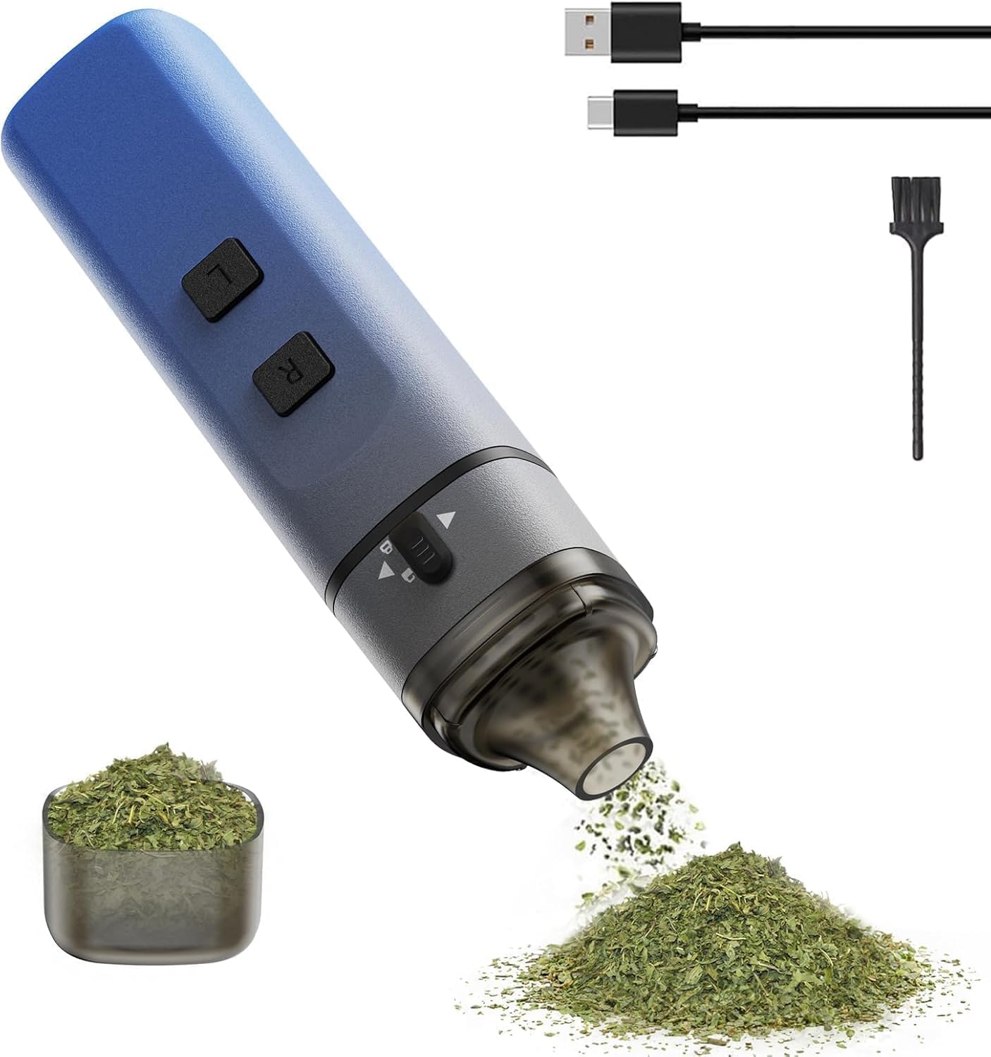 Electric Spice Grinder, Automatic Small Portable Herbal Machine & Spice Mill, USB Rechargeable Grinding Up to 1.5 Gram(Gradient Blue)