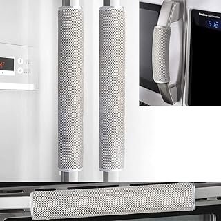 OUGAR8 Refrigerator Door Handle Cover Set of 4, Kitchen Appliances Gloves Fridge Microwave Dishwasher Door Cloth Protector-Catches Drip,Fingerprint Dust Cover (4pcs, Gray Plush)