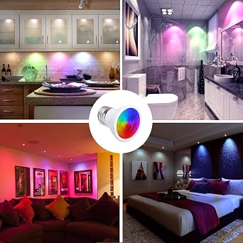 ILC PAR16 LED Light Bulbs 40 Watt Equivalent Color Changing E26 Screw Beam Angle 45, 12 Colors Warm White 2700K RGB LED Spot Light Bulb with 5W Remote Control 120V (Pack of 4)