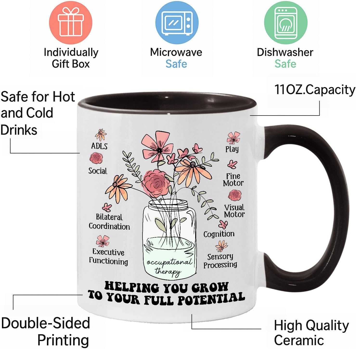 Occupational Therapy Gifts Mug - Ceramic 11oz with Coaster, Occupational Therapist Appreciation Gifts For Women COTA OT Therapist Assistant Coffee Cup For Office Work Accessories - Image 3