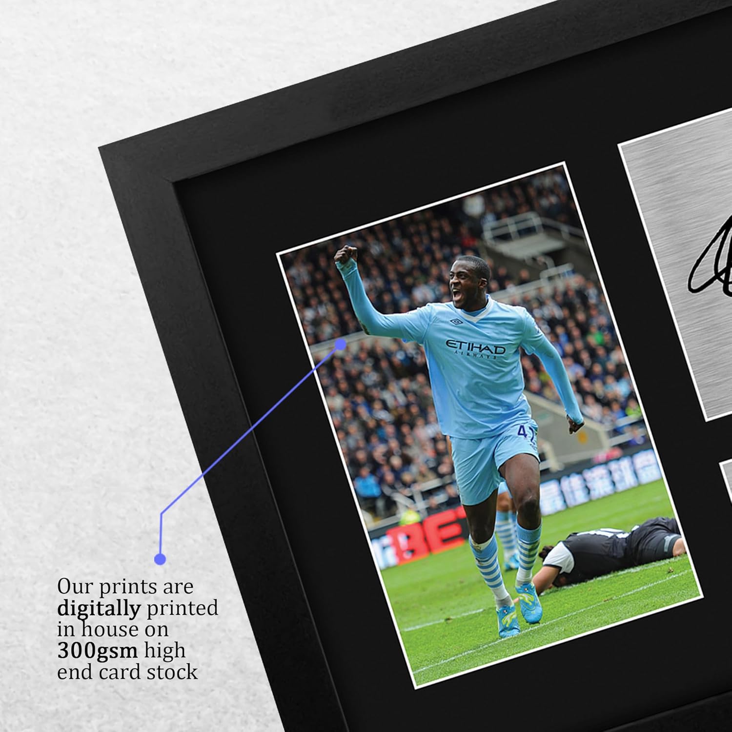 HWC Trading Yaya Toure Manchester City Gifts Printed Signed Autograph Picture for Soccer Fans and Supporters - US Letter Framed (ID-009083)
