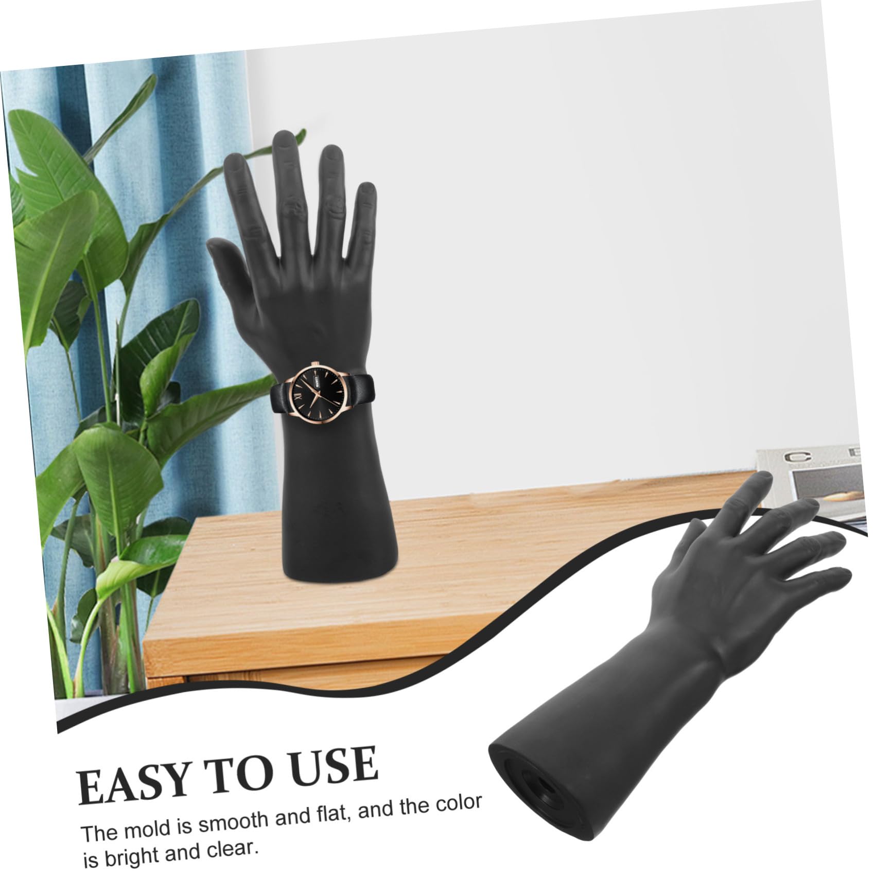 Présentoir Bague en Vinyle Noir Léger Surface Lisse, Affichage Main Masculine pour Organiser Bijoux et Exposer la Maison