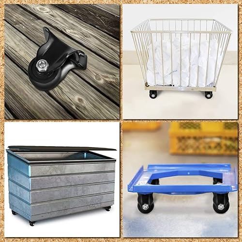 Miniatura 5 de FactorDuty Ruedas giratorias de poliuretano resistentes de 1.5 pulgadas, rígidas, fijas, no giratorias, de grado industrial, sólidas, de perfil