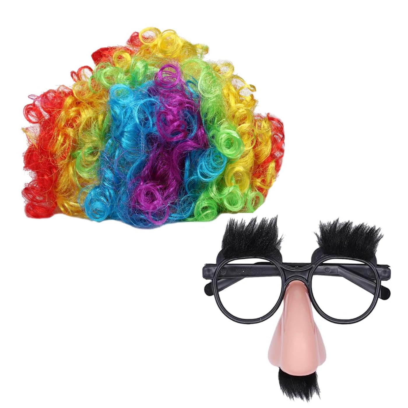 IYAAN Joker Nose And Hair|Joker Wig With Nose Glasses Party Props For Kids And Adults Fancy Dress Costume Multicolor (B0CBM9CY16) Amazon Price History, Amazon Price Tracker