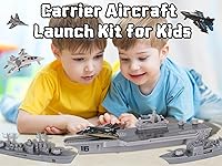 Vista 5 de Portaaviones Barco Naval Militar con Avión de Combate del Ejército de Retroceso Juguete Modelo a Pequeña Escala Avión Submarino Conjunto