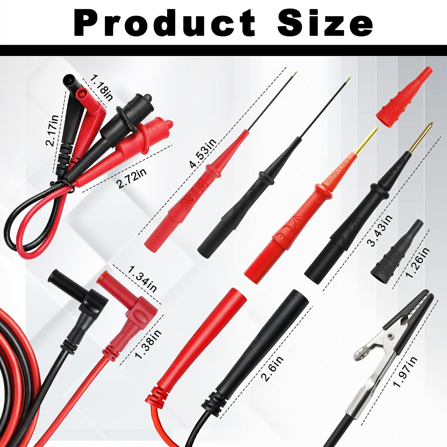 ADK7 Deluxe Silicone Test Lead Kit,Compatible with Fieldpiece Professional HVAC/R Multimeter Lead Set Alligator Clip Extensions, and Extended Reach Molex Probes High-Heat & Cold-Weather