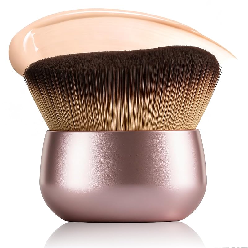 Pincel Kabuki Oval Extra Grande LIALTK para Maquiagem Corporal, Nylon, Rose Gold, 1 unidade