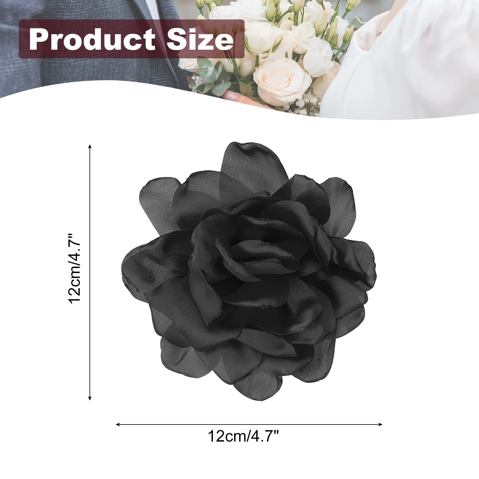 PATIKIL Flor Broche de Seda Satén Peonía Pinza de Pelo Clip Grande Solapa Accesorio para Mujer Boda Fiesta