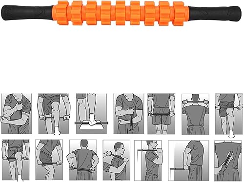 Miniatura 4 de Rodillo muscular, rodillo de relajación de alta resistencia, varillas de masaje muscular, fitness, deporte, fascia, para gimnasio en casa (naranja)