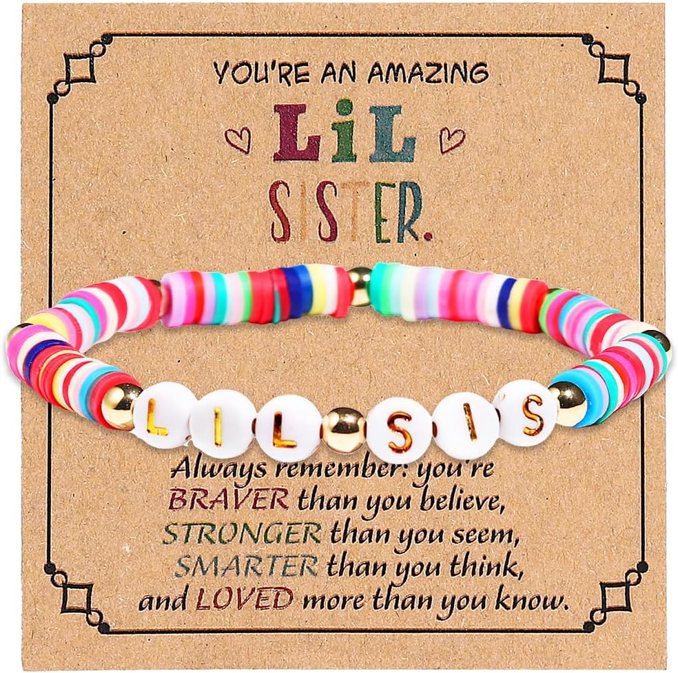 Big Sister Bracelets Big Bro Bracelets for Women Men Birthday Jewelry Gifts Big Sis Lil Sis Bracelets Sister Jewelry