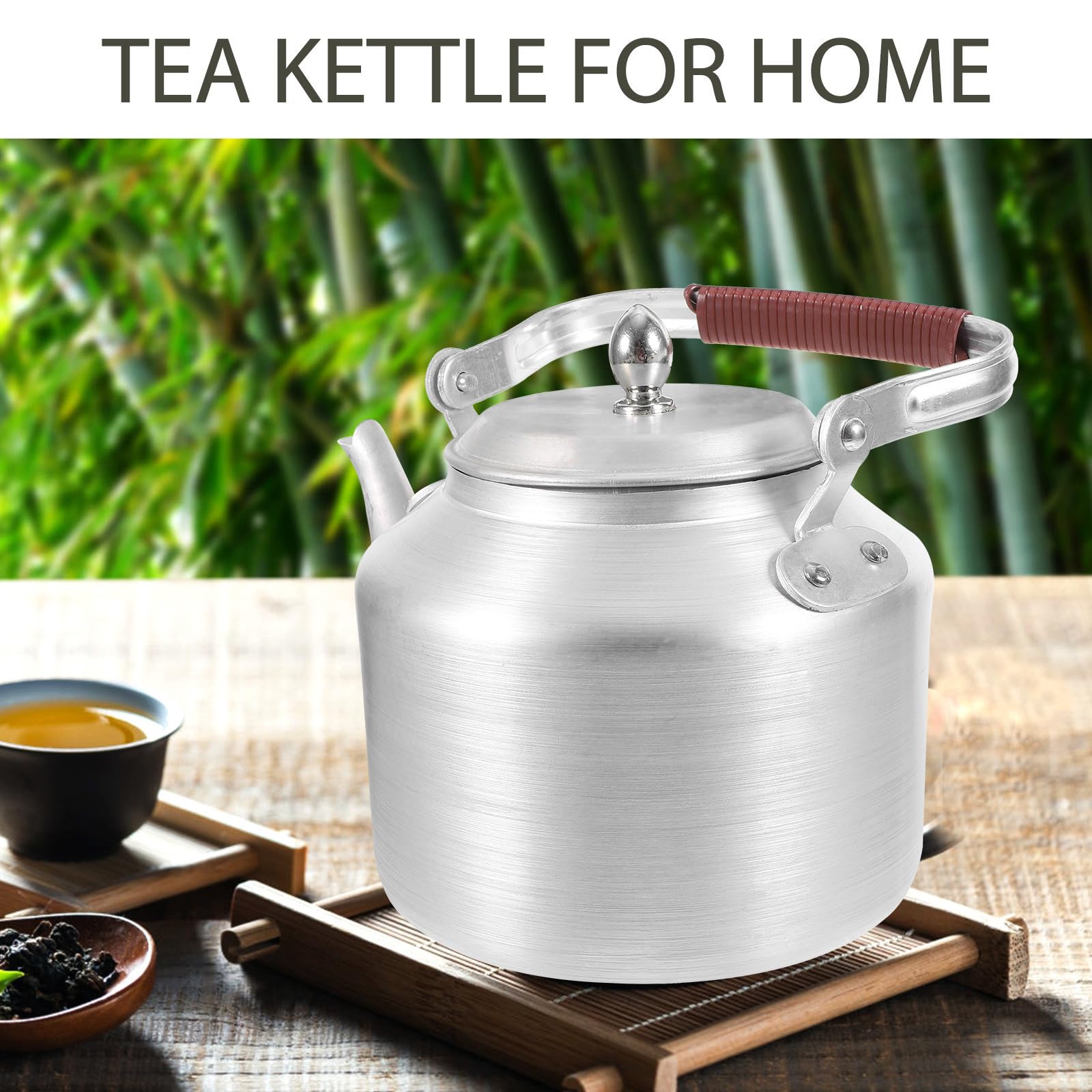 KICHOUSE Hervidor de Agua de Aluminio de 2 L con Asa Resistente y Tapa, Tetera Ligera y Fácil de Almacenar Adecuado para Oficinas y Camping
