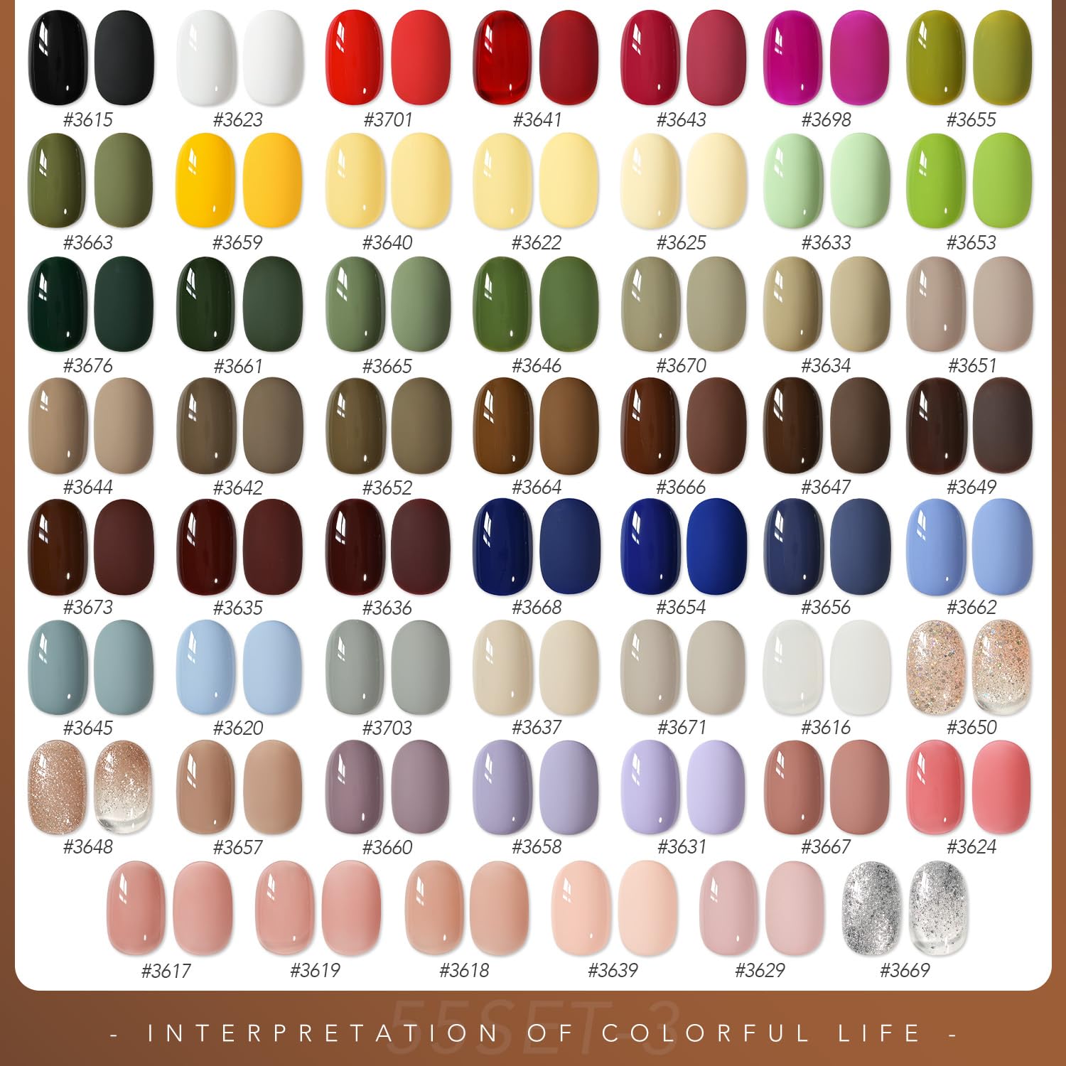 GAOY 60 Pcs Gel Nail Polish Set, 55 Colors All Season Gel Polish Kit Red Nude Black White Green with 5 Pcs Soak off Base Glossy Matte Glitter Top Coat & Builder for Nail Art DIY Manicure at Home