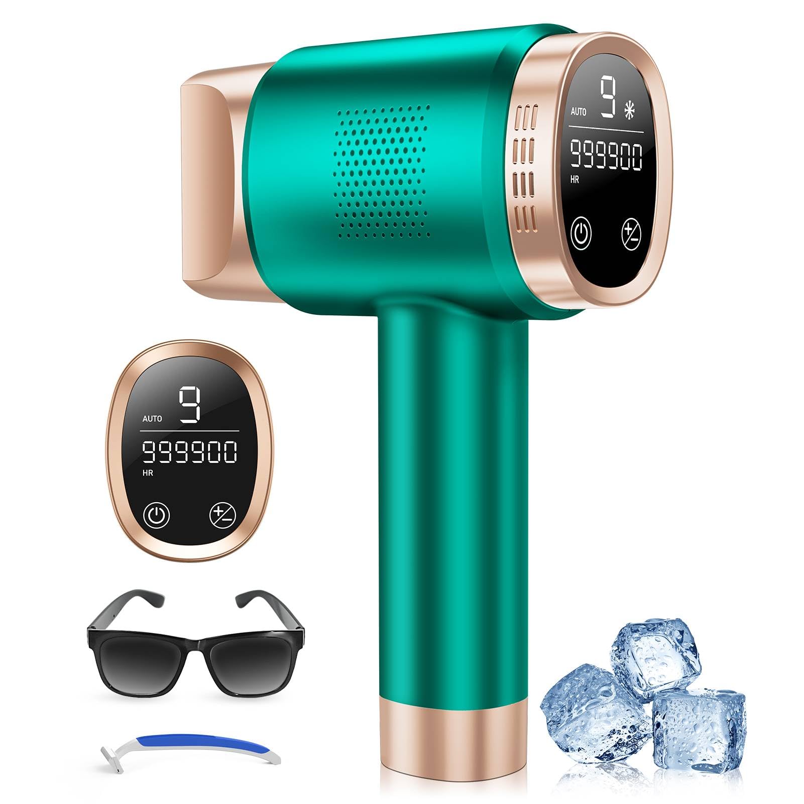 21J Geräte Haarentfernung mit 8℃ Eiskühlsystem, Haarentferner 9 Stufen & 600 NM Rotlicht, LCD-Touchscreen Haarentfernungsgerät für Frauen Männer, Gesicht Arm Bikinizone Körper