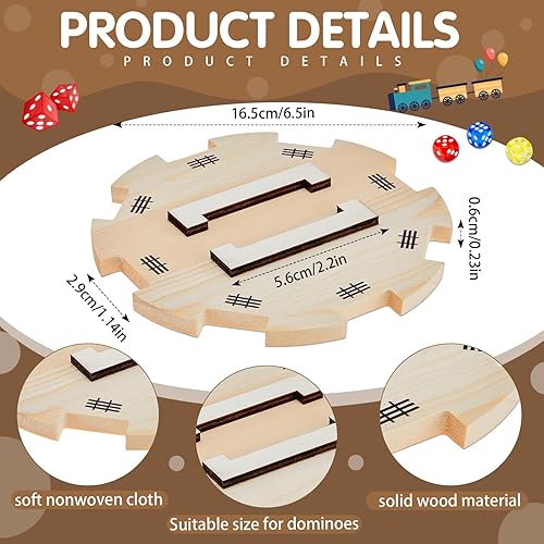 Miniatura 2 de Poen Dominó - Cubo de tren mexicano con 8 piezas de madera para dominó, bandejas de dominó, organizador para Navidad, Año Nuevo, tren mexicano, pie