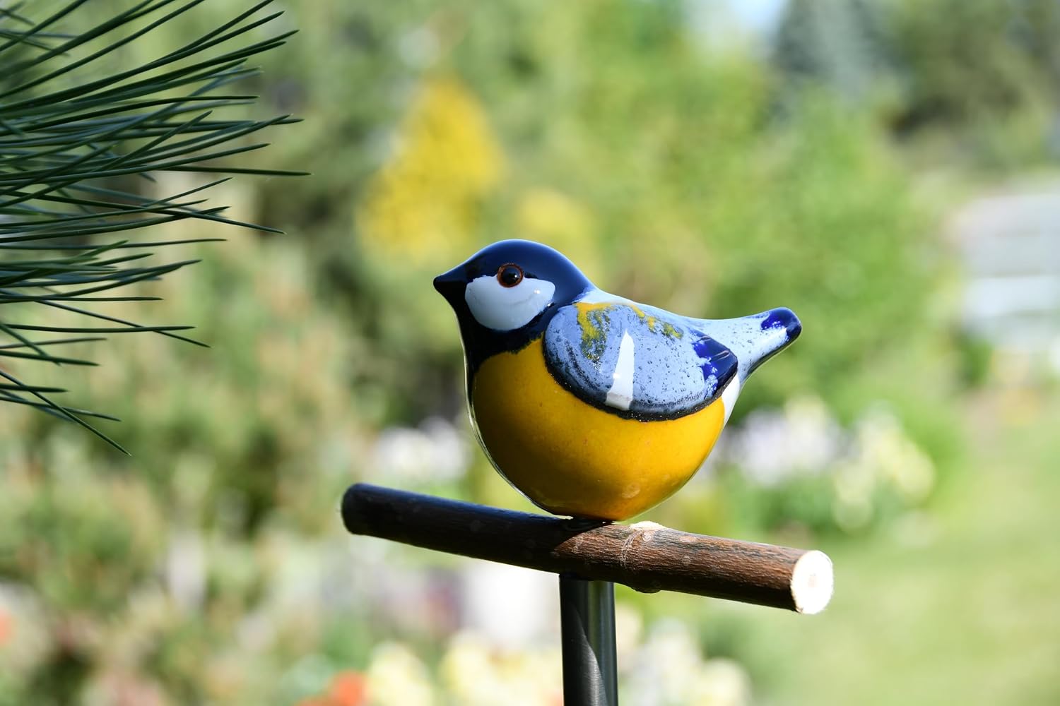 Ceramic Garden Decor - Great Tit Bird Lawn stake - Outdoor statue - Perfect, unique gifts for gardeners woman, men, yard gifts - Handmade, Frostproof, Colourful, GK607-2