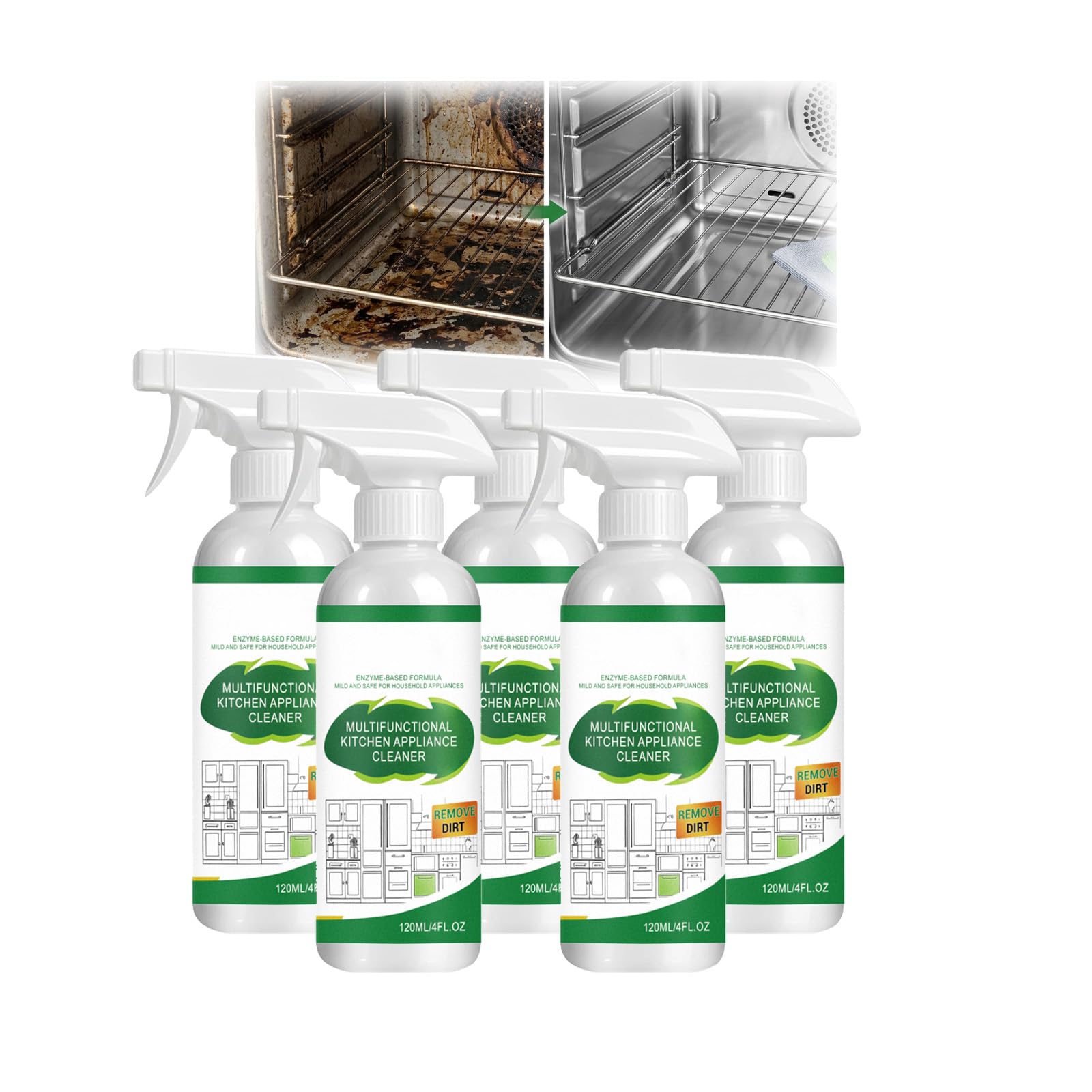 Multifunktionaler Küchengerätereiniger Für Backofen Herd Dunstabzugshauben, Küche Schweröl Reiniger Spray, Mehrzweck-Haushalt Und Küchen Reinigung Spray Für Töpfe, Küchen Ölflecken Entfer (5PCS)