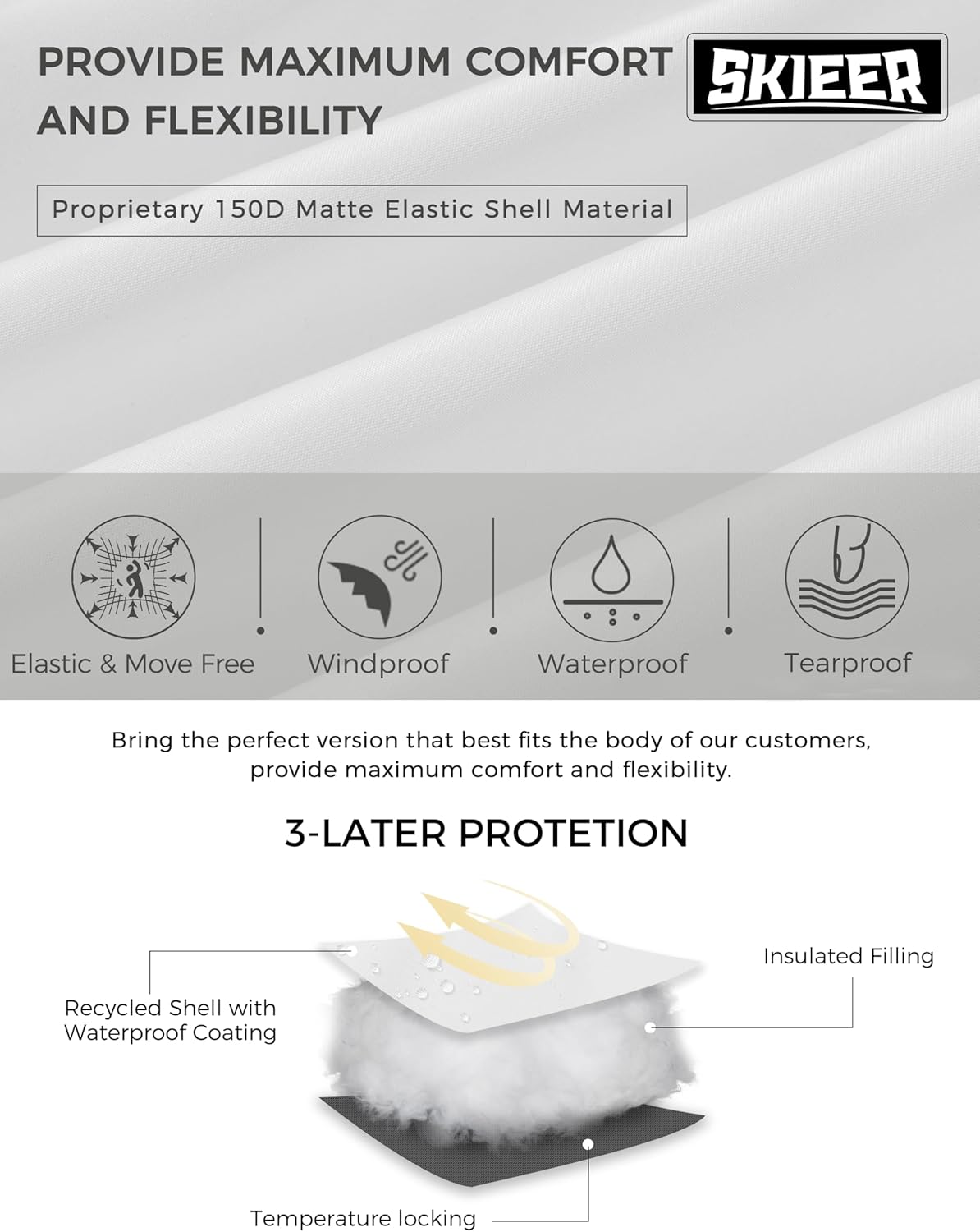 Skieer Women's Plus Size Ski Jacket Waterproof Warm Snow Winter Coat with Removable Hood - Image 5