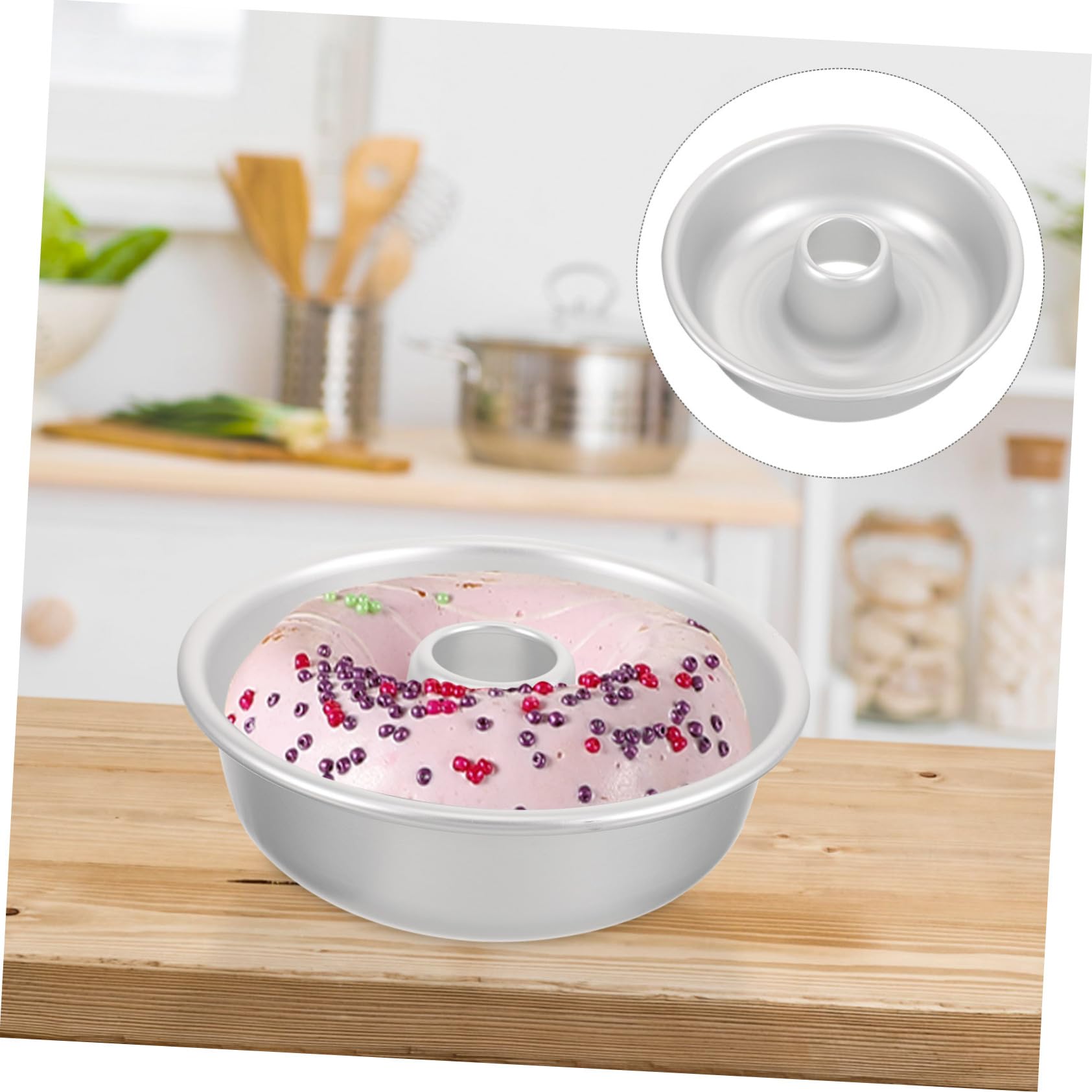 Uonlytech Moule à Gâteau Creux Alliage Aluminium Moule Cuisson Antiadhésif pour Pâtisserie Maison Anneaux Pâtisserie pour Donuts et Gâteaux Distribution Uniforme Chaleur Résistant et Facile