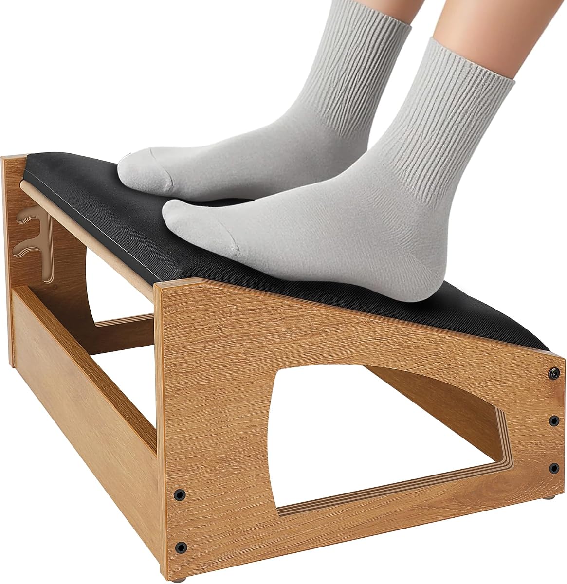Reposapiés ergonómico debajo del escritorio, 4 taburetes para pies de altura ajustable | Taburete para pies debajo del escritorio, reposapiés de oficina, reposapiés de escritorio, cojines suaves, mejora la postura, promueve la circulación sanguínea (natural)