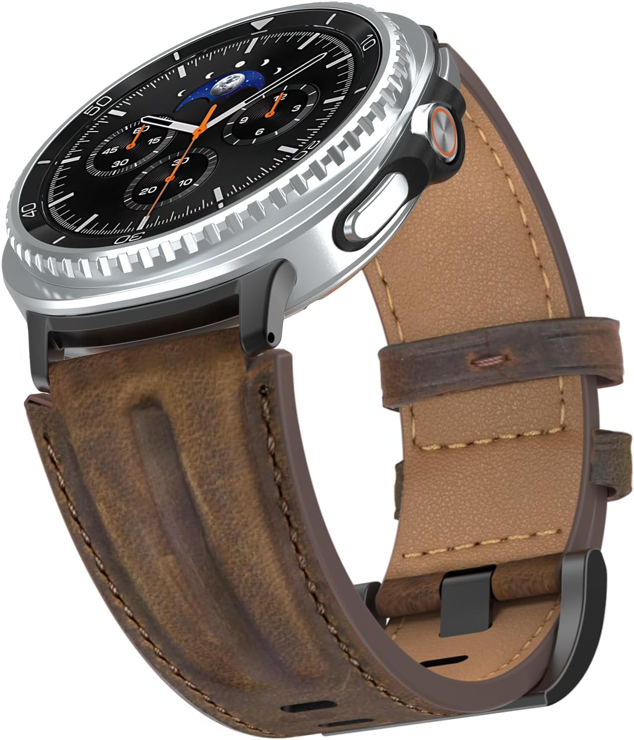 Genuine Leather Band Compatible with Samsung Galaxy Watch 8 Classic Bands 46mm/Watch 8 40mm 44mm Men Women, Wide Rugged Vintage Handcrafted Top Grain Leather Strap for Galaxy Watch 8 (2025)