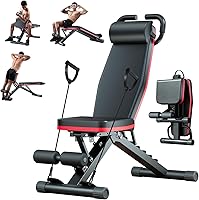 Vista 1 de ALSO GO Adjustable Weight Bench, Workout Benches with Leg Extension & Extended Headrest, Foldable Incline Decline Bench Press, Roman Chair, Full