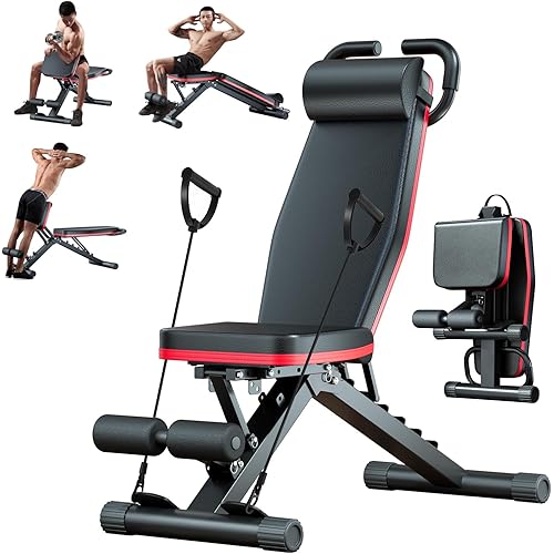 ALSO GO Adjustable Weight Bench 1000LBS, 14-in-1 Muti-Functional Workout Benches, Full Body Bench with Leg Holder & Preacher Curl Pad, Foldable Incline Decline Bench Press for Home Gym
