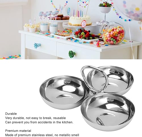 Miniatura 6 de Plato de servir de acero inoxidable 304, plato de fruta 3 en 1, platos de postre reutilizables, plato de fruta para refrigerador, bandeja de