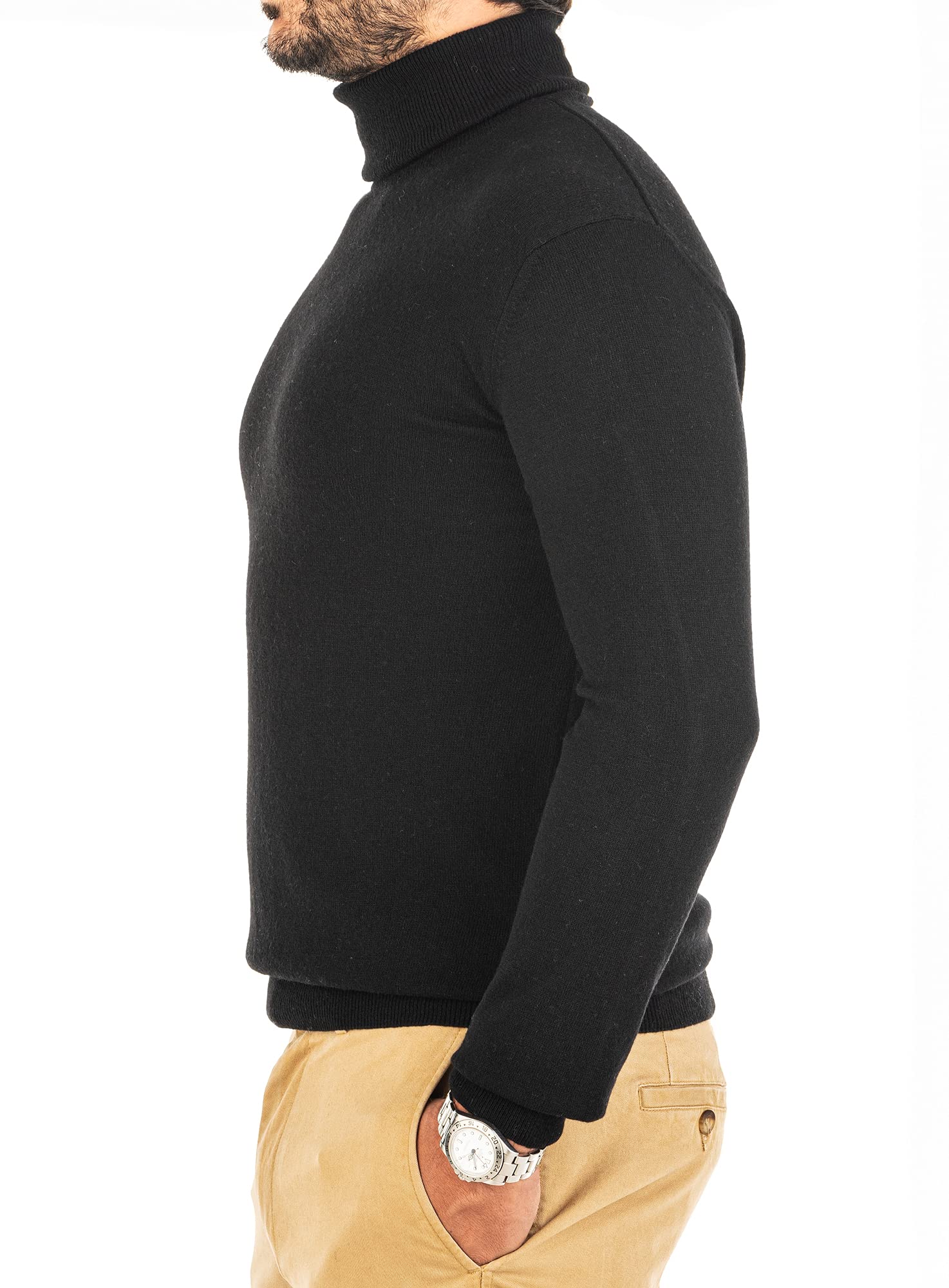 Jersey de Cuello Alto para Hombre en Viscosa Suave - Suéter Fino Tipo Cisne, Jersey Ajustado Slim Fit, Elegante y Básico para Invierno, Ideal bajo Chaqueta