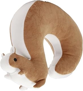 Lacheln Almohadas de Viaje en Forma de U de Ardilla de Dibujos Animados para Coche, avión, Oficina, cojín para el Cuello, Color marrón