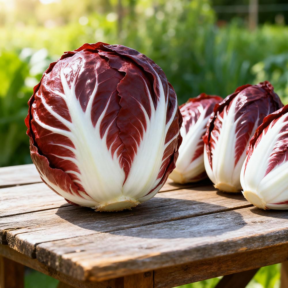 Chicory Seeds – Rossa di Verona Round Red Chicory – Cold Hardy Italian Variety – Sweet & Crisp Radicchio Type – Autumn & Winter Harvest Vegetable Seeds