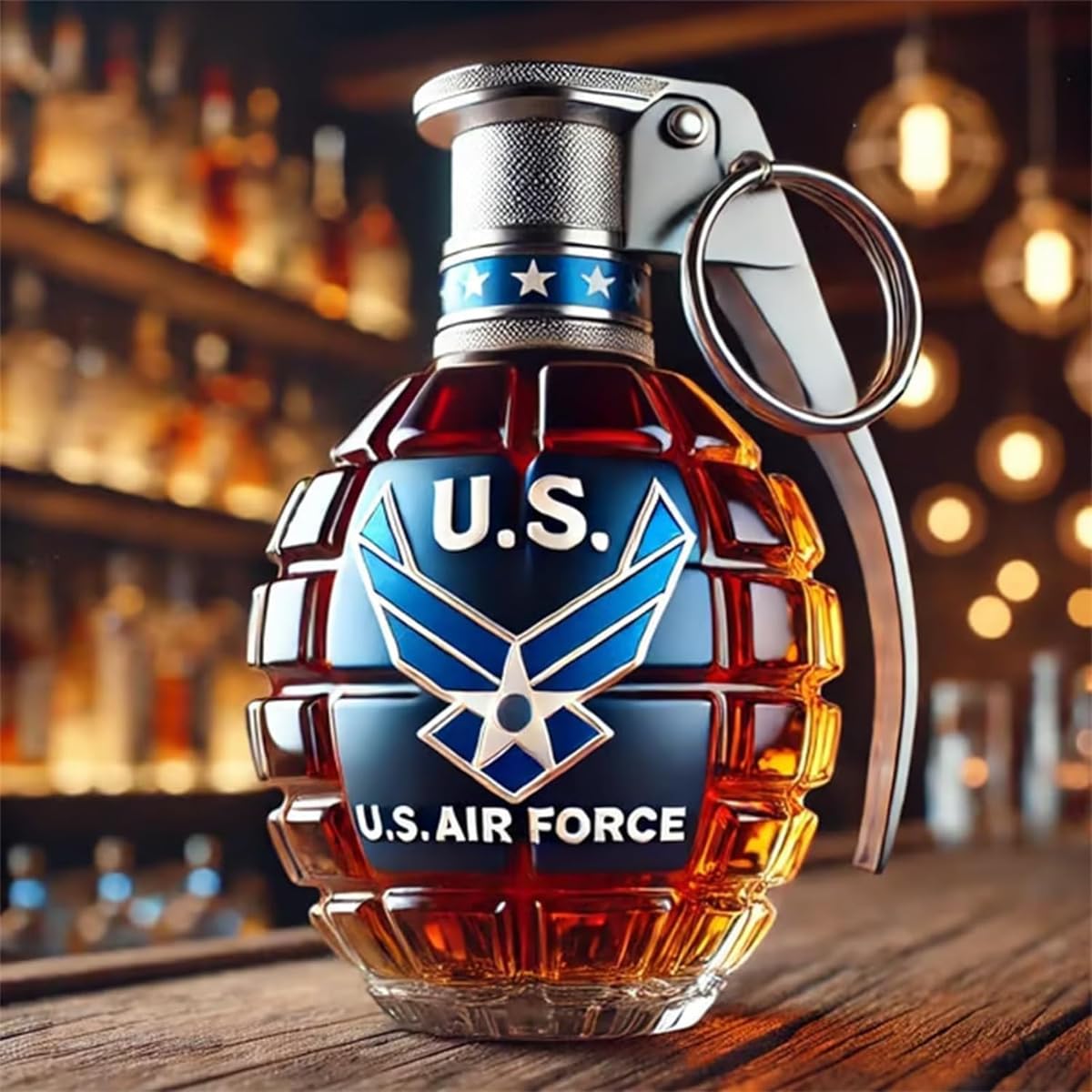 Bouteille de whisky militaire en forme de grenade à la main, verre gravé en forme de grenade à la main, bouteille de vin et de whisky de collection, idée cadeau parfaite pour vétéran (type D)
