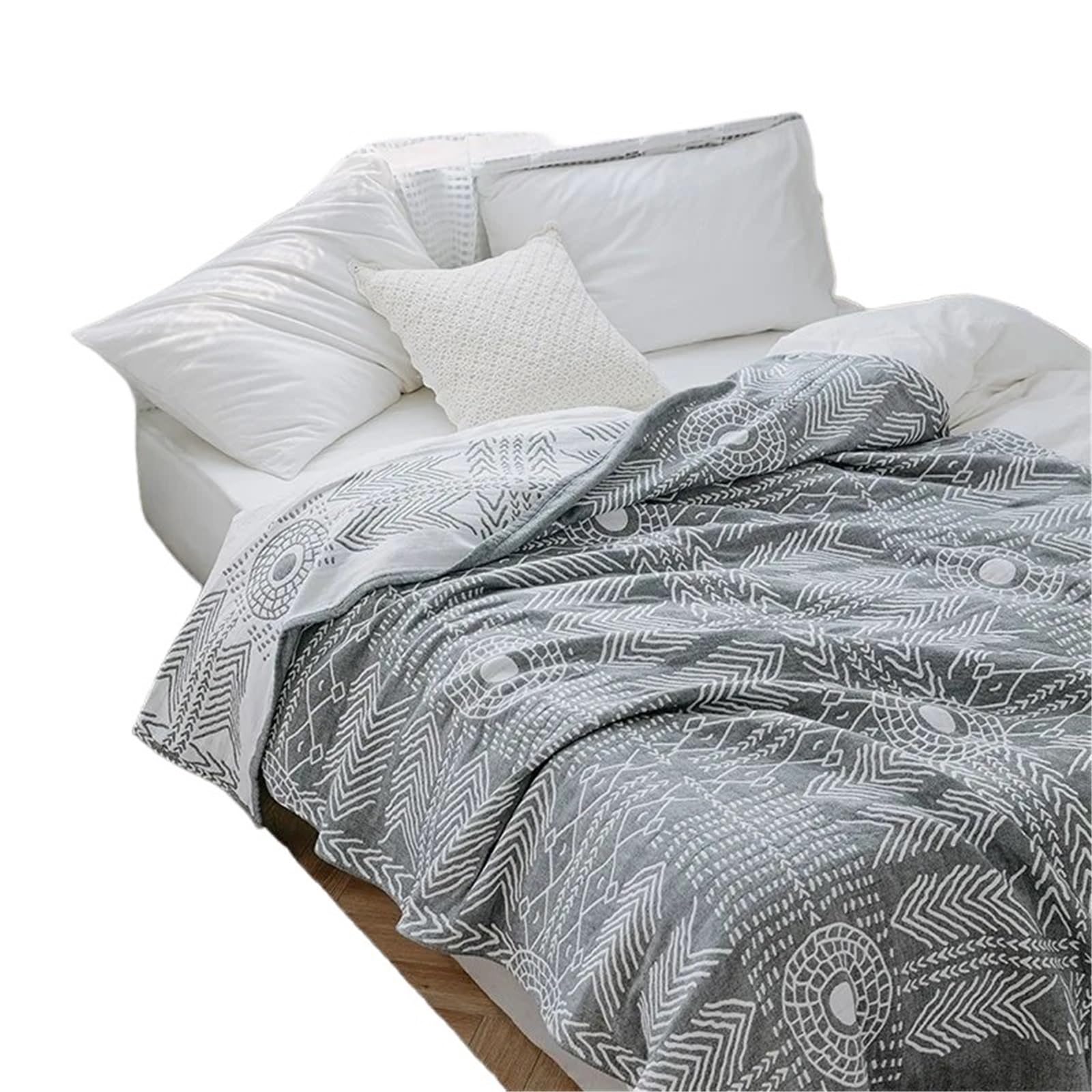 L6NqIAG Cotton Muslin Throw Blanket Cotton Three-layer Gauze Pure Towel Summer Blanket Office Nap CoverBlanket Bed Cover(Grey,1PC 150x200cm)