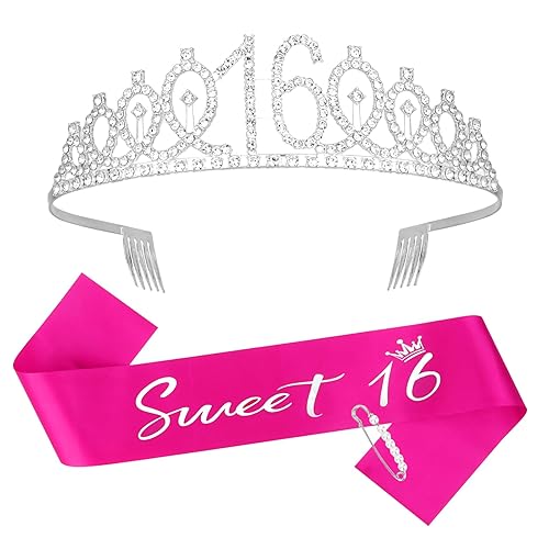 Miniatura 16 de Casoty Juego de diadema y tiara de 40 y fabuloso, oro rosa, para decoraciones de cumpleaños de 40 años, regalos para mujeres, decoraciones de fiesta