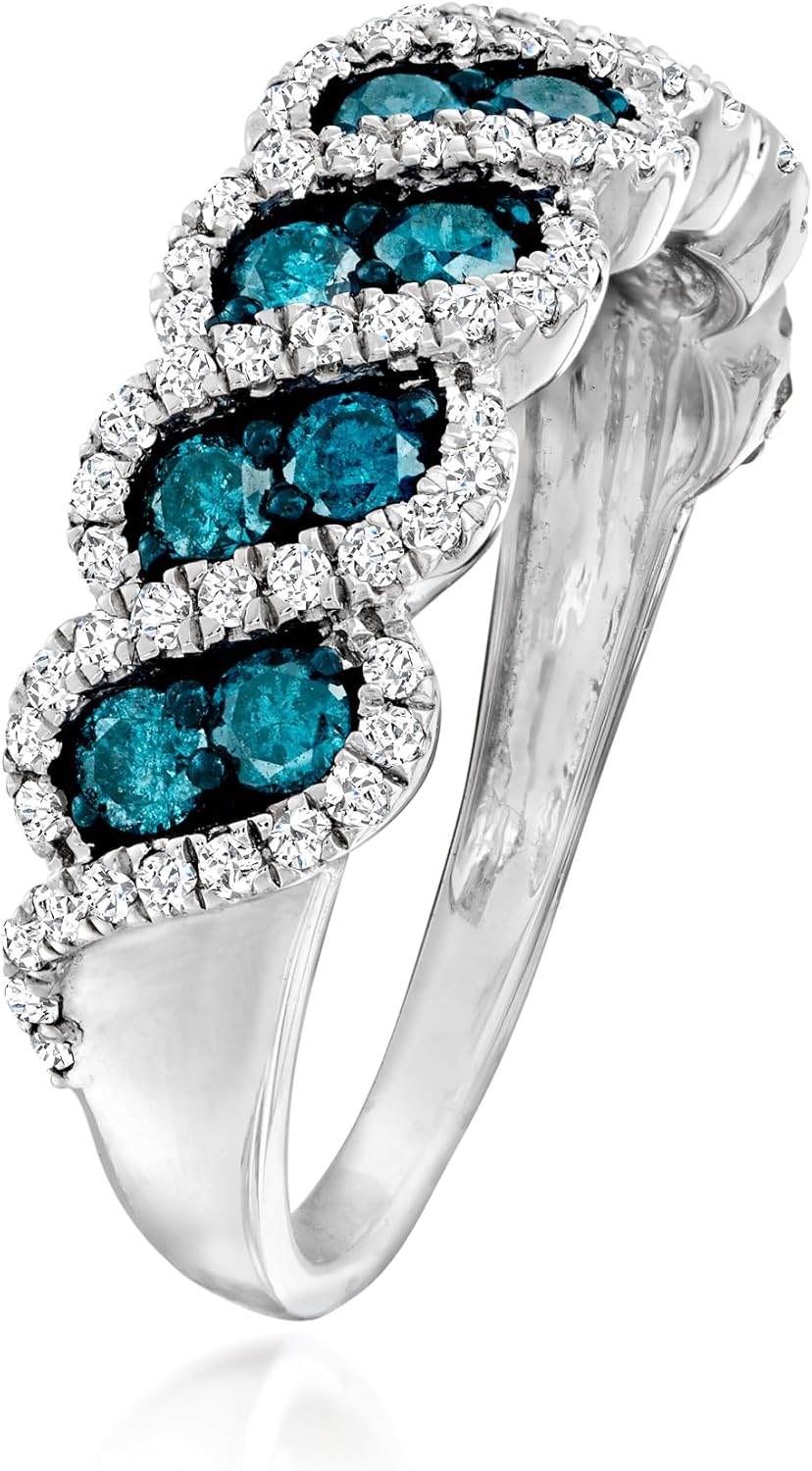 Ross-Simons 1.00 ct. t.w. Blue and White Diamond Ring in Sterling Silver - Image 3