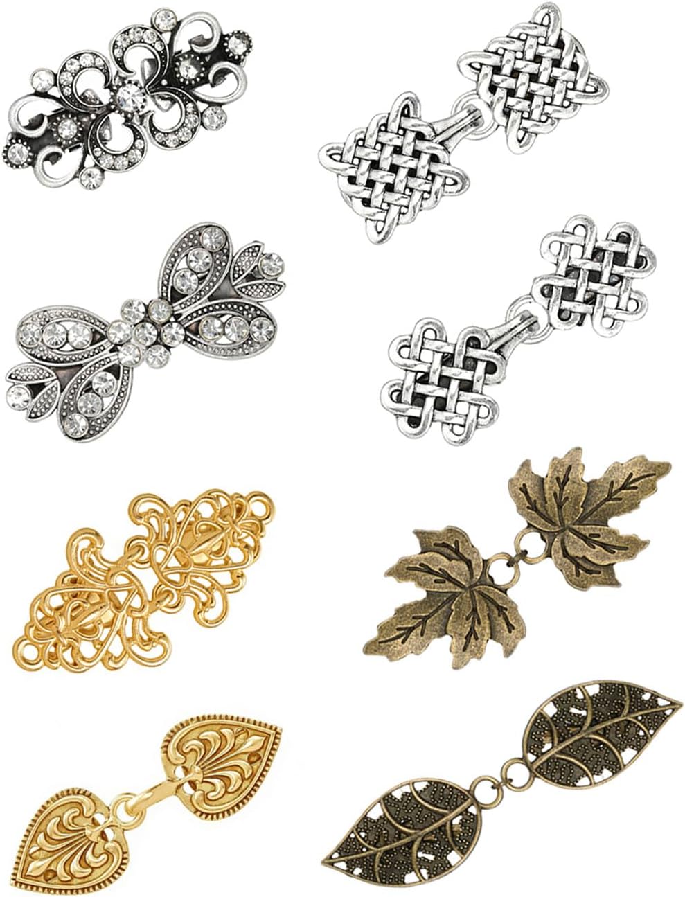 Tornito Vintage Sweater Swirl Clip Retro Collar Cape Cloak Cardigan Shawl Clasp Dress Shirt Brooch Pins Cinch Scarf Hat Clips Decoration Leaf Rhinestone Pearl Knot Heart Patterns Clips for Women Men
