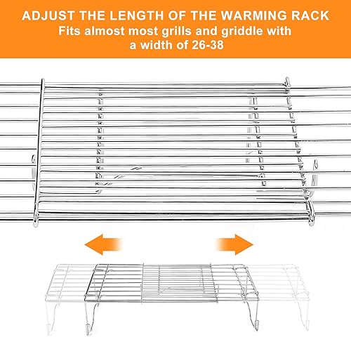 Miniatura 2 de Utheer Rejilla superior para parrilla Blackstone de 28 y 36 pulgadas, estante de calentamiento ajustable para parrilla de gas de 26 a 36 pulgadas,
