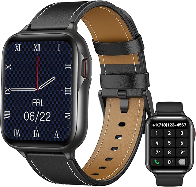 Parsonver Smart Watch Answer and Make Calls, 1.7 Fitness Tracker Watch with Bluetooth Calling/Heart Rate/Sleep Monitor, IP68 Waterproof Watch for Android Phones and iPhone for Men Women (2 Straps)