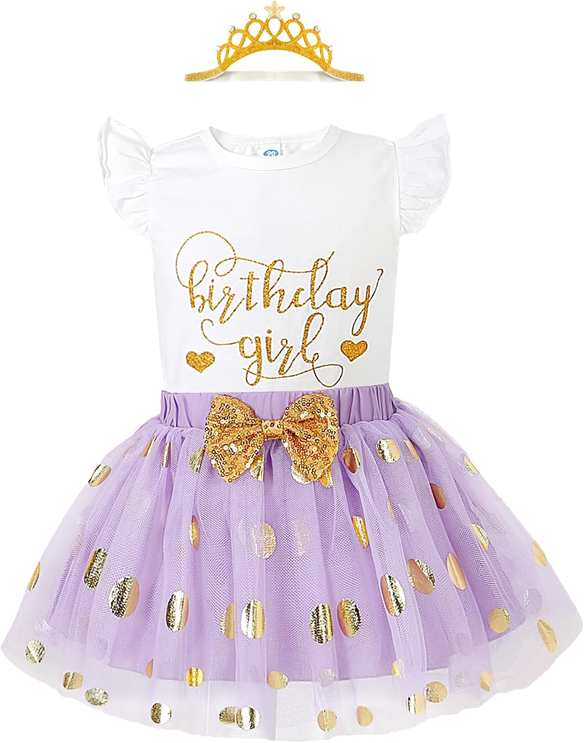LYSMuch Girls Birthday Outfit Birthday Girls Shirt Princess Tutu Tulle Skirt Headband