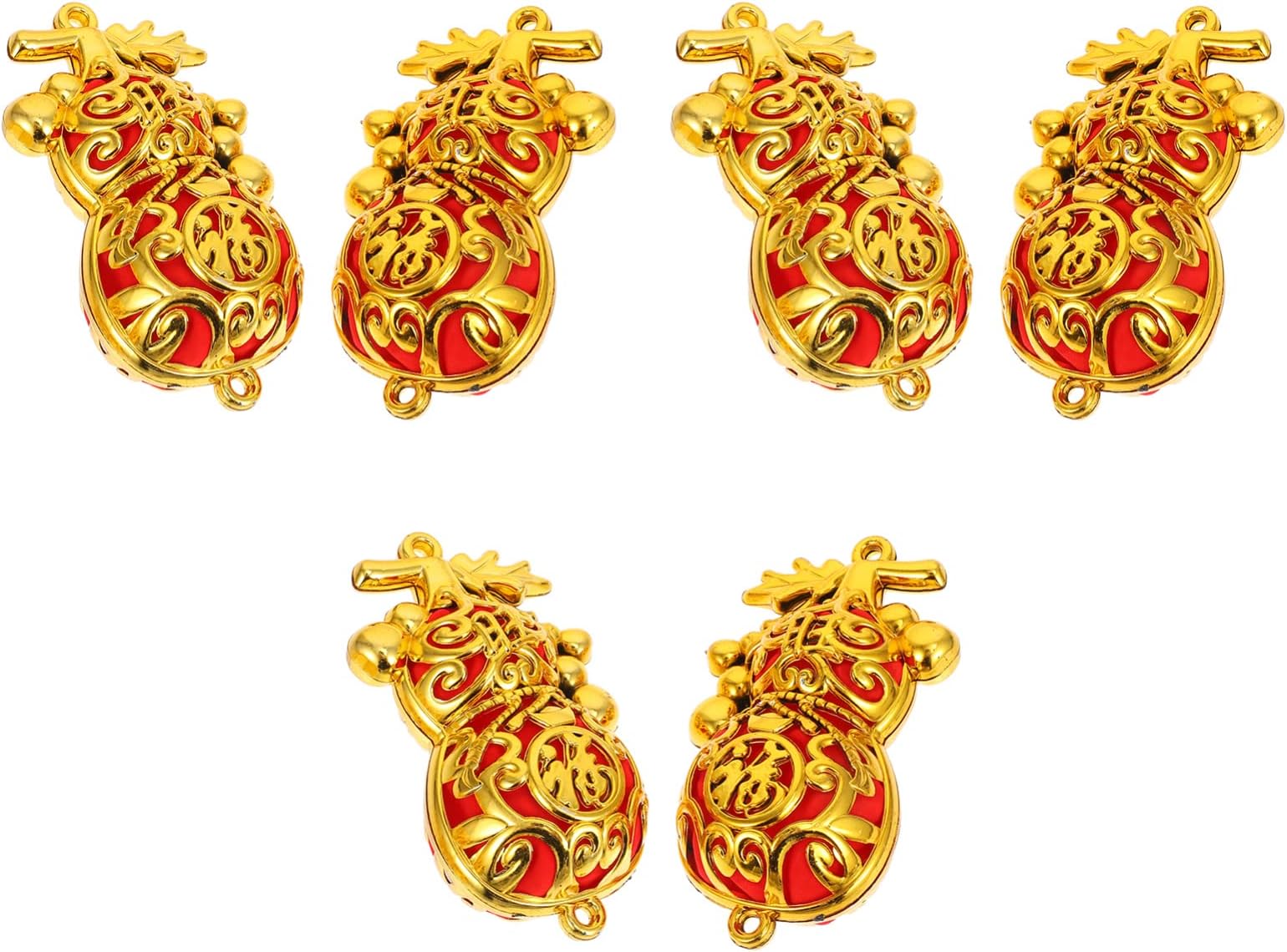 ULTNICE 6pcs Chinese New Year Decoration Feng Shui Gourd Pendant Hanging Ornaments Good Luck Charms for 2022 New Years Eve Party Supplies